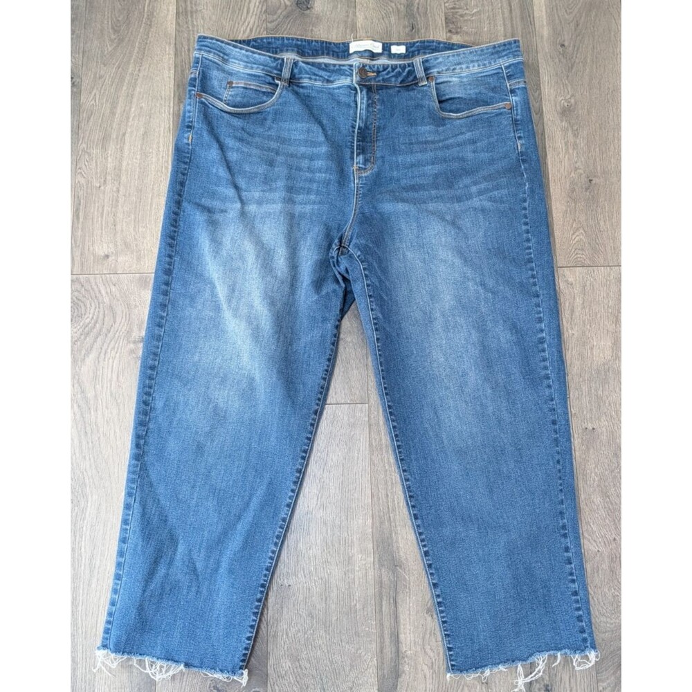 Coldwater Creek 20W Women’s Blue Jeans Straight Leg 5 Pocket Frayed Hem